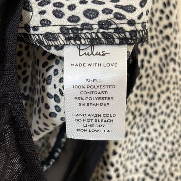 Lulus Always Lovely Ivory And Black Print Long Sleeve Bodysuit Size Small - Picture 12 of 14